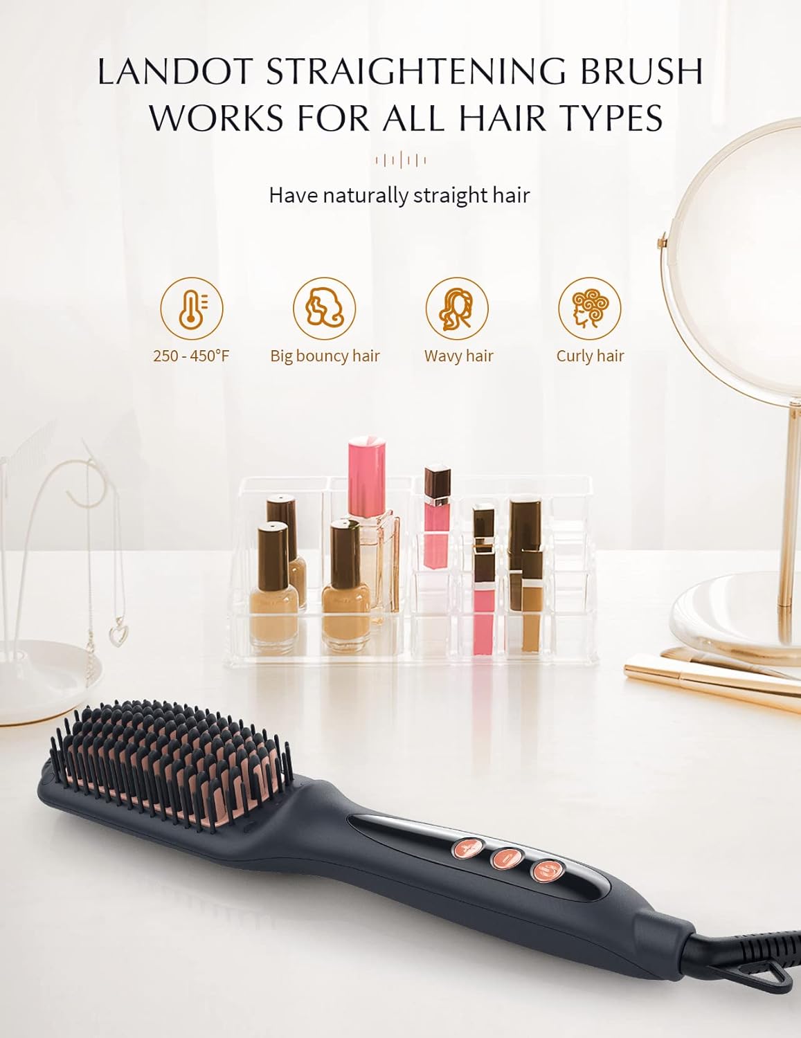 Hair Straightener Brush Heated Straightening Brush