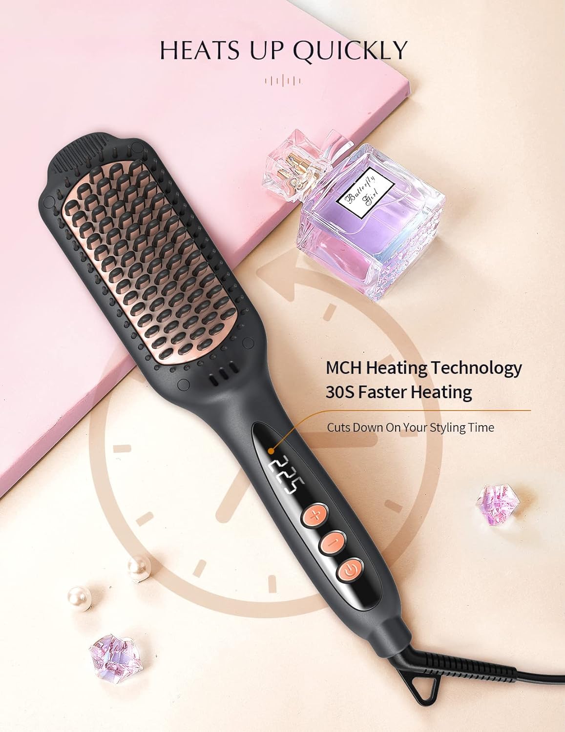 Hair Straightener Brush Heated Straightening Brush