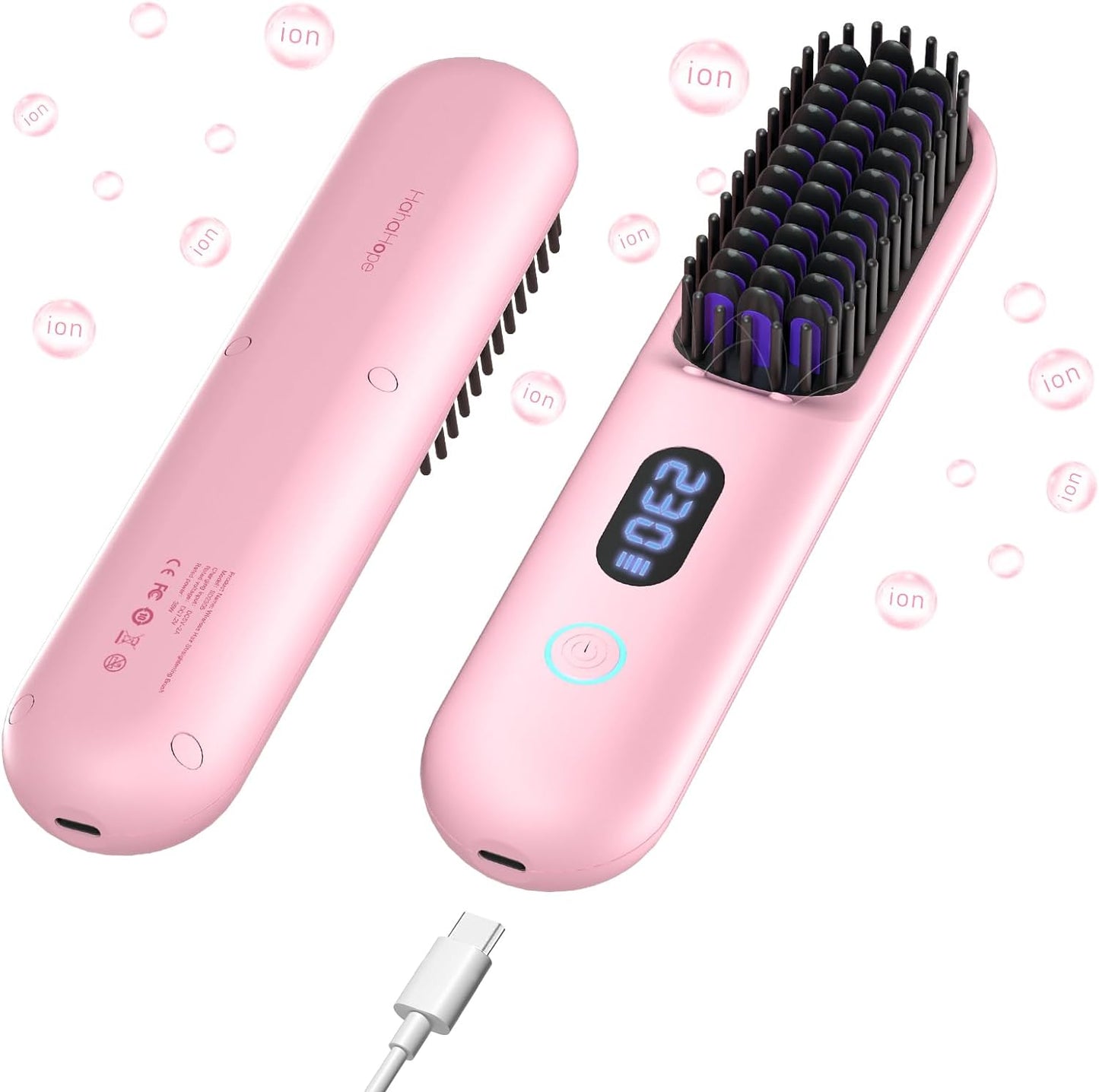 Cordless Hair Straightener Brush-Portable Straightening Comb