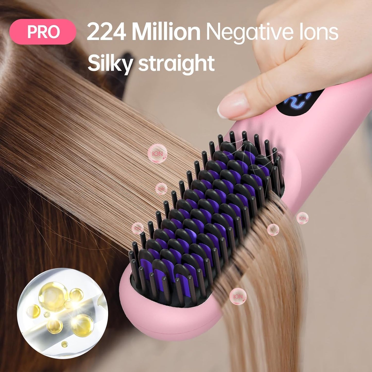 Cordless Hair Straightener Brush-Portable Straightening Comb