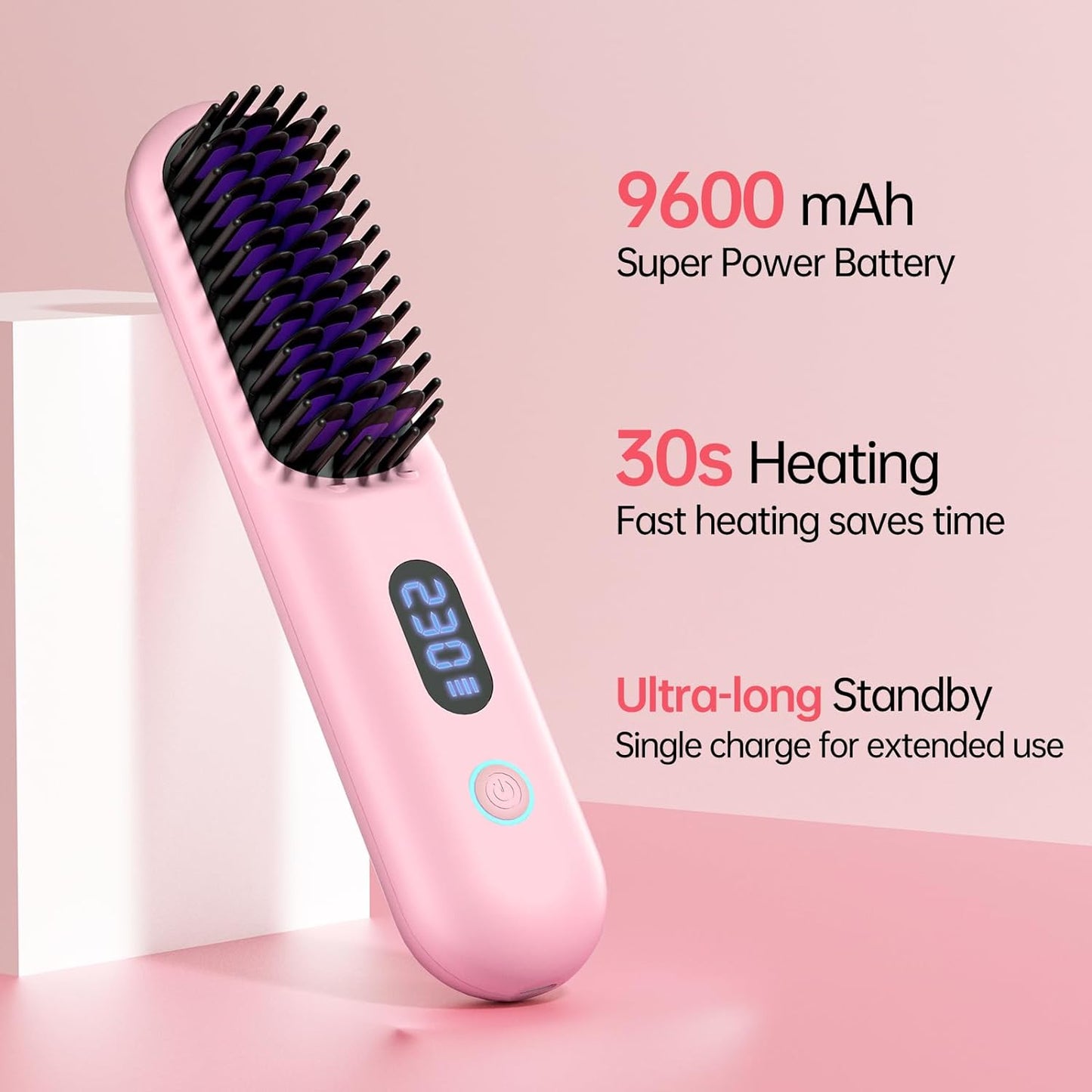 Cordless Hair Straightener Brush-Portable Straightening Comb