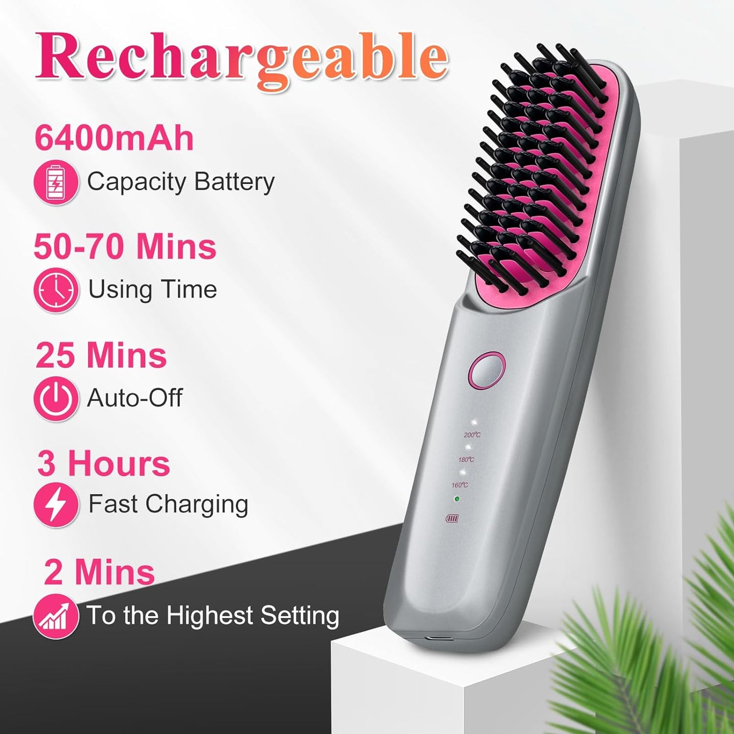 Cordless Hair Straightener Brush