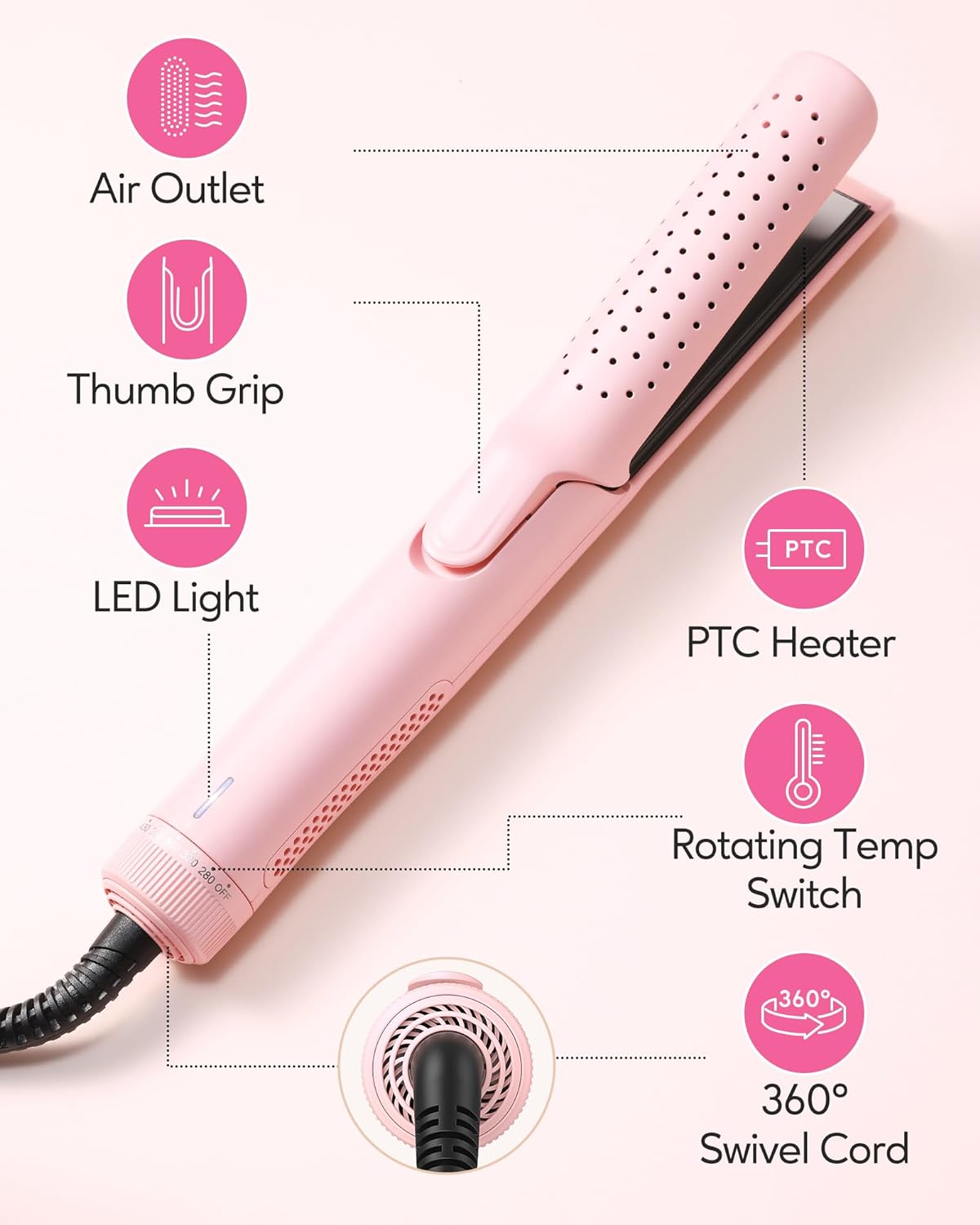 Pro Airflow Styler Curling Iron with 360° Vented Cool Air for Long-Lasting Curls