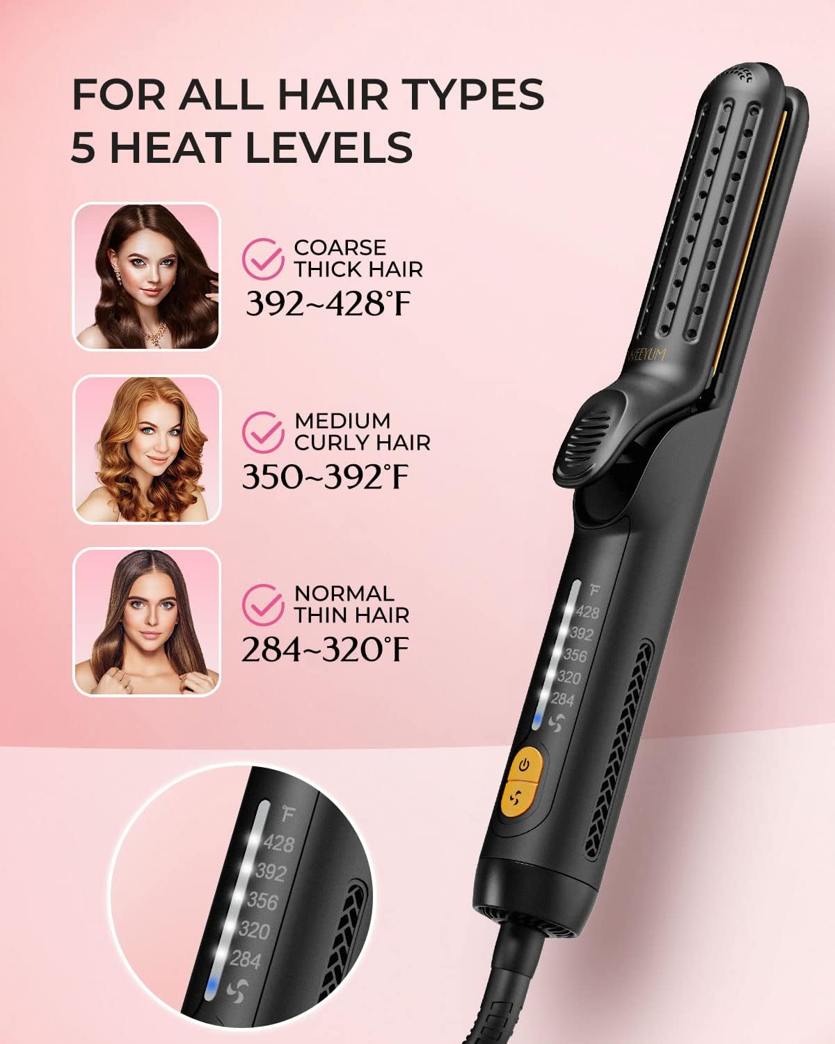 2 in 1 Hair Straightener and Curler with 360° Airflow