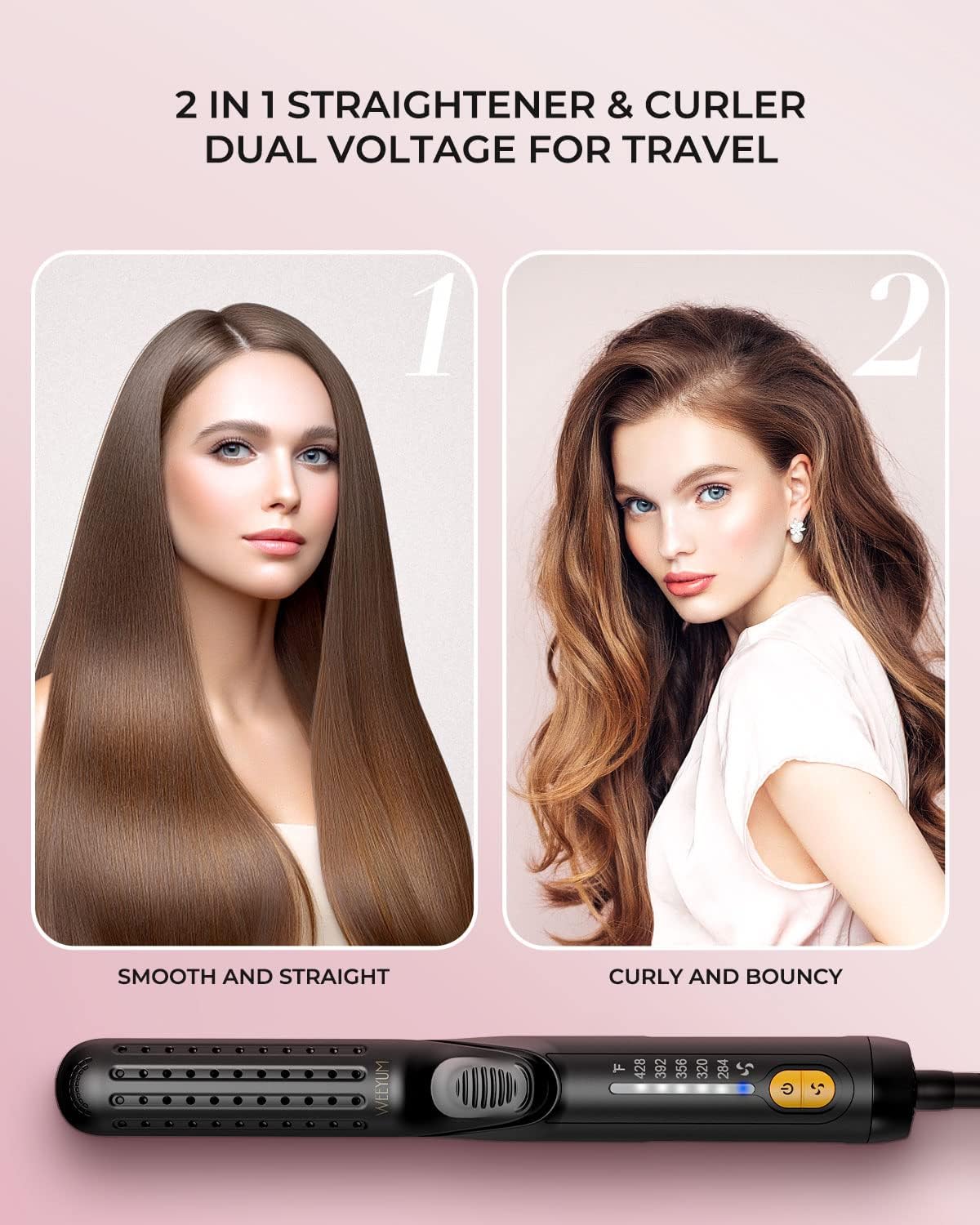 2 in 1 Hair Straightener and Curler with 360° Airflow